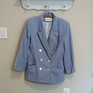 JH Collectibles Lightweight Cotton Blue Blazer with Notched Lapels